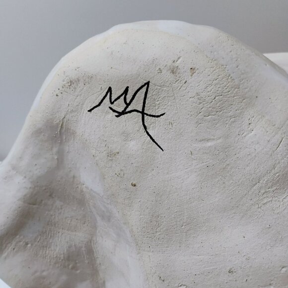 Handcrafted Art Pottery Flower Centerpiece Bowl, Decorative Ceramic White Pink - Picture 6 of 11